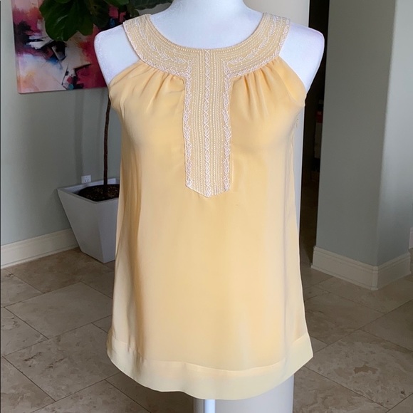 Yellow Embroidered Halter Top - Picture 1 of 7